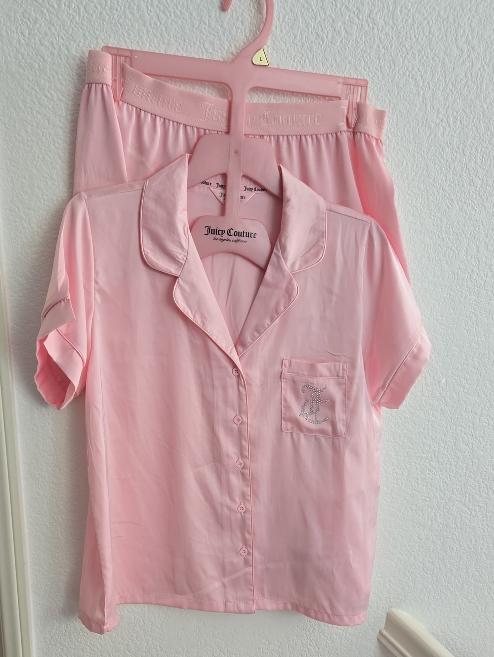 Juicy Couture Pale Pink Satin Short-Sleeve Pajama Set